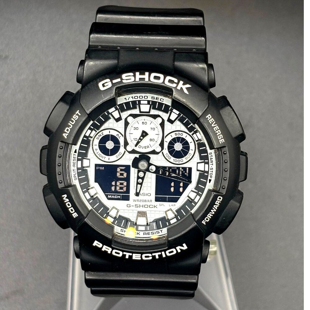 Casio G-Shock GA-100BW-1A Analog Digital Black White Men’s Watch 51mm